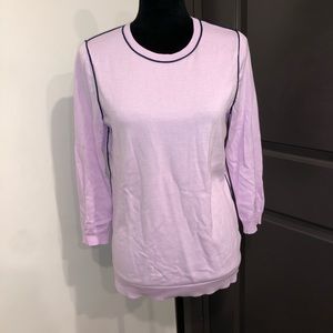 Lands’ End Supima Cotton Sweater Women’s Small Misty Lilac 3/4 Sleeve Crewneck